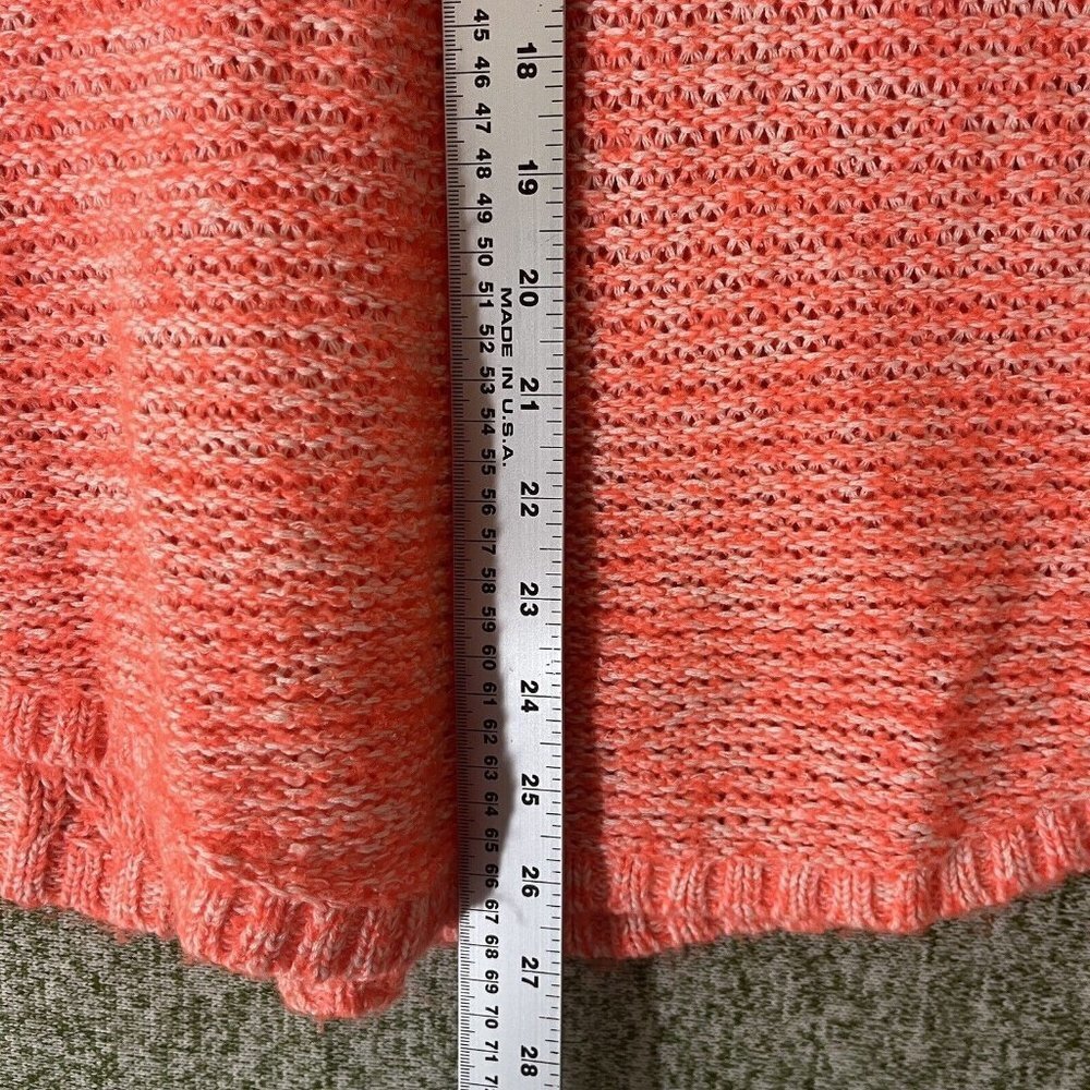 American Eagle Sweater Womens Medium Neon Orange Open Knit V Neck Tunic College - Picture 9 of 11
